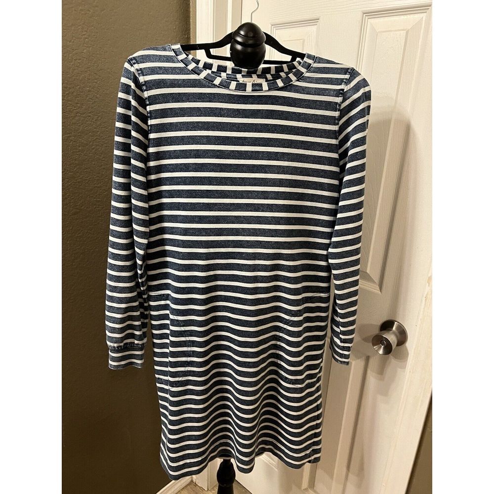 Jane and Delancey Anthropologie Dress Womens Medium Blue White Striped Mini